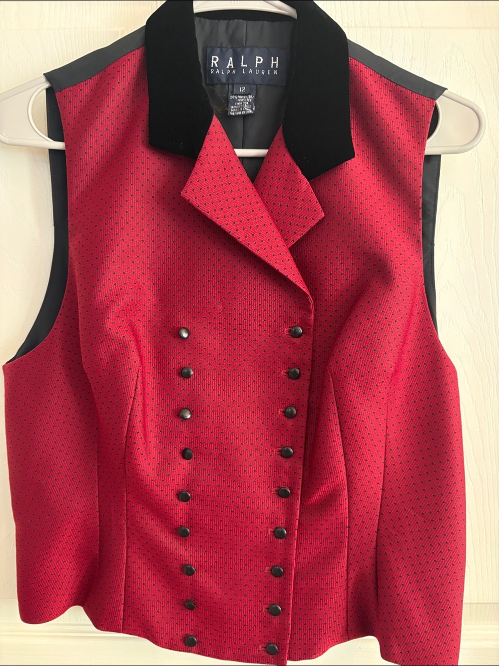 RALPH Ralph Lauren double breasted velvet collar vest. Size 12